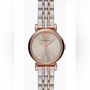 Emporio Armani Women's Two-Tone Rose Gold and Silver Crystal Dial Watch